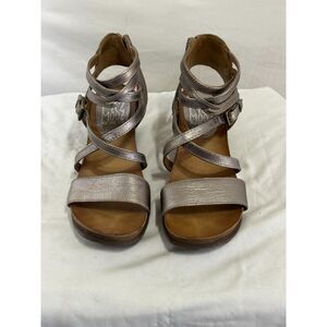 Miz Mooz Shay Strappy Wedge Gladiator Sandal (Women) Metallic Silver Size 38